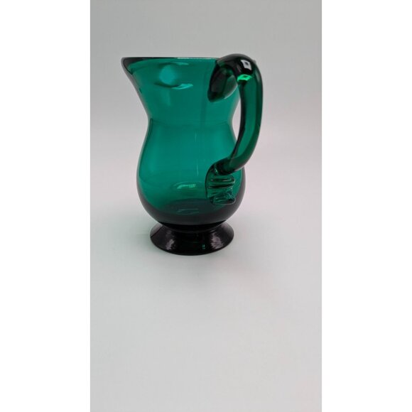 Metropolitan Museum Art Erickson Glass Saratoga Green Creamer Pitcher Vintage - Picture 4 of 9